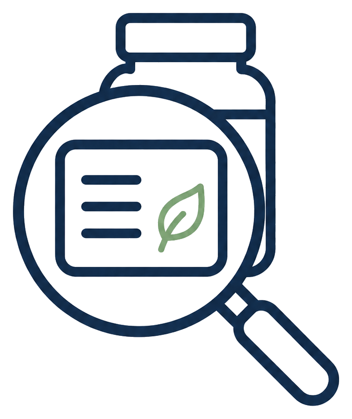 Transparent ingredient label icon