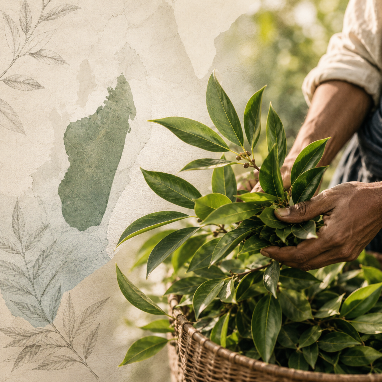 Ravintsara leaves harvested in Madagascar
