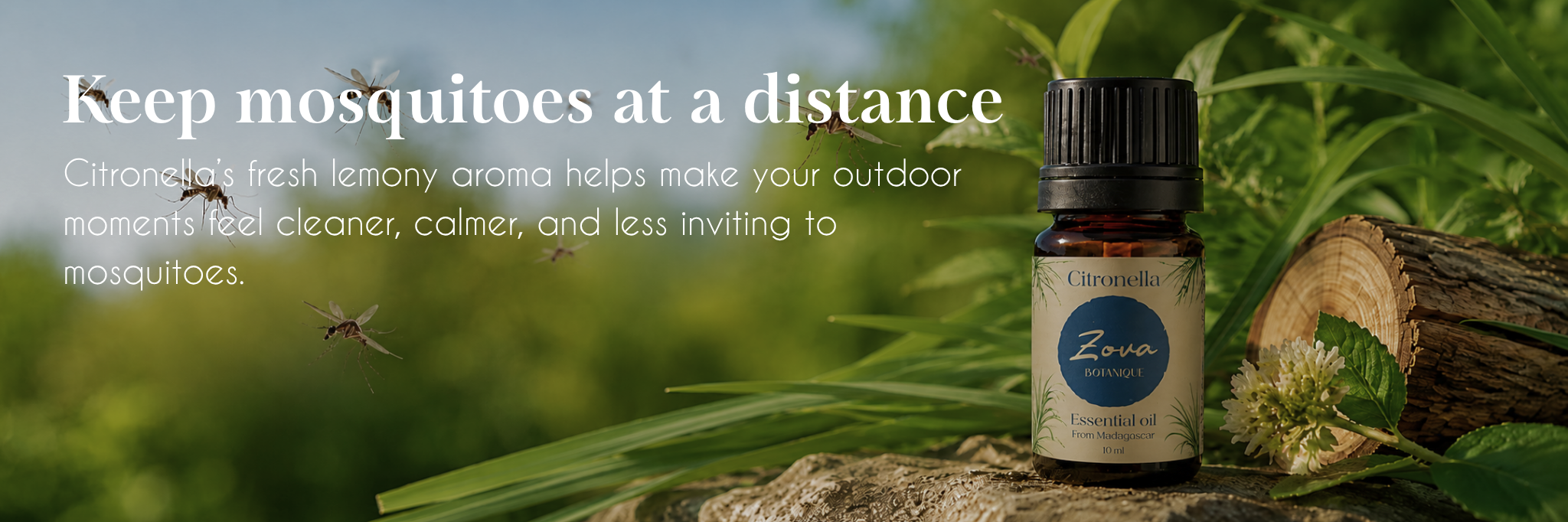 Citronella outdoor mosquito distance promotion.